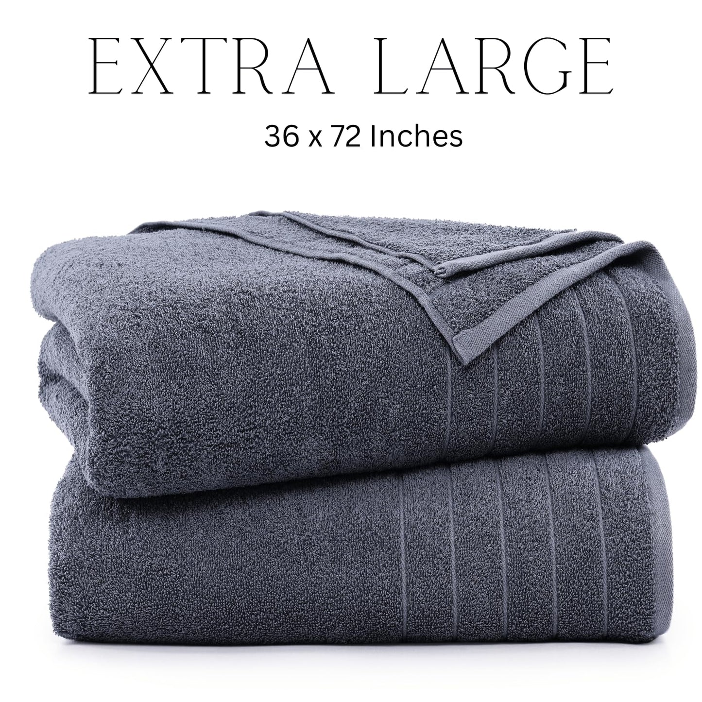Casa Platino 100% Cotton 2 Pack Bath Towels (30"x60") - Ring Spun Cotton - Large Towels for Bathroom - Quick Drying, Highly Soft & Absorbent Shower Towel Set - Hotel & Spa Quality - White Towel Set
