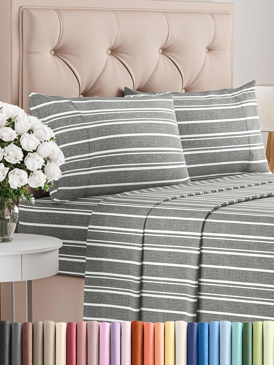 Queen 6 Piece Sheet Set - Cooling Sheets for Hot Sleepers - Hotel Luxury Bedding Set with 8-16 Inch Deep Pockets - 1 Flat & 1 Fitted & 4 Pillowcases - Ultra Soft, Easy Care and Wrinkle Free - White