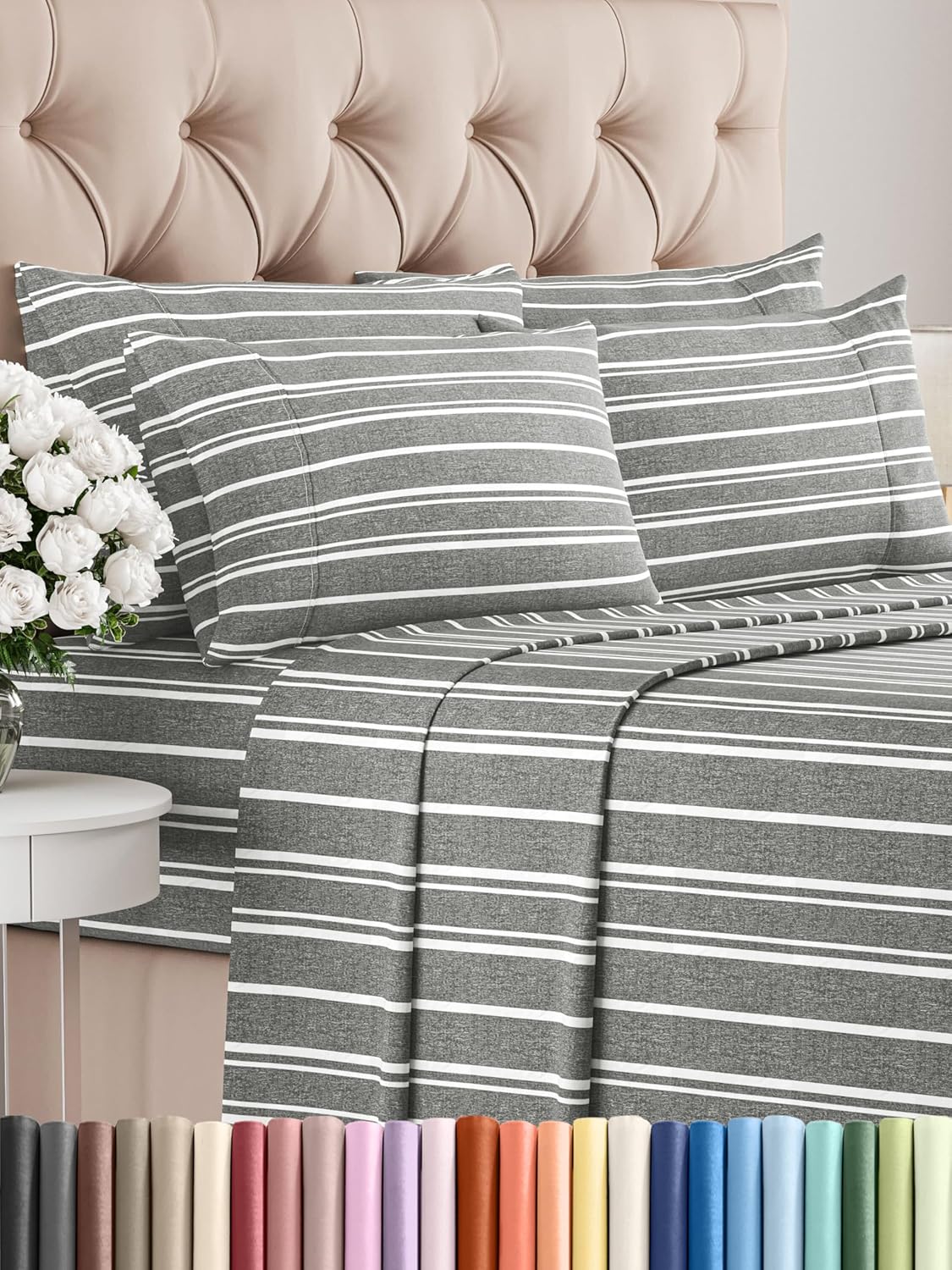 Queen 6 Piece Sheet Set - Cooling Sheets for Hot Sleepers - Hotel Luxury Bedding Set with 8-16 Inch Deep Pockets - 1 Flat & 1 Fitted & 4 Pillowcases - Ultra Soft, Easy Care and Wrinkle Free - White
