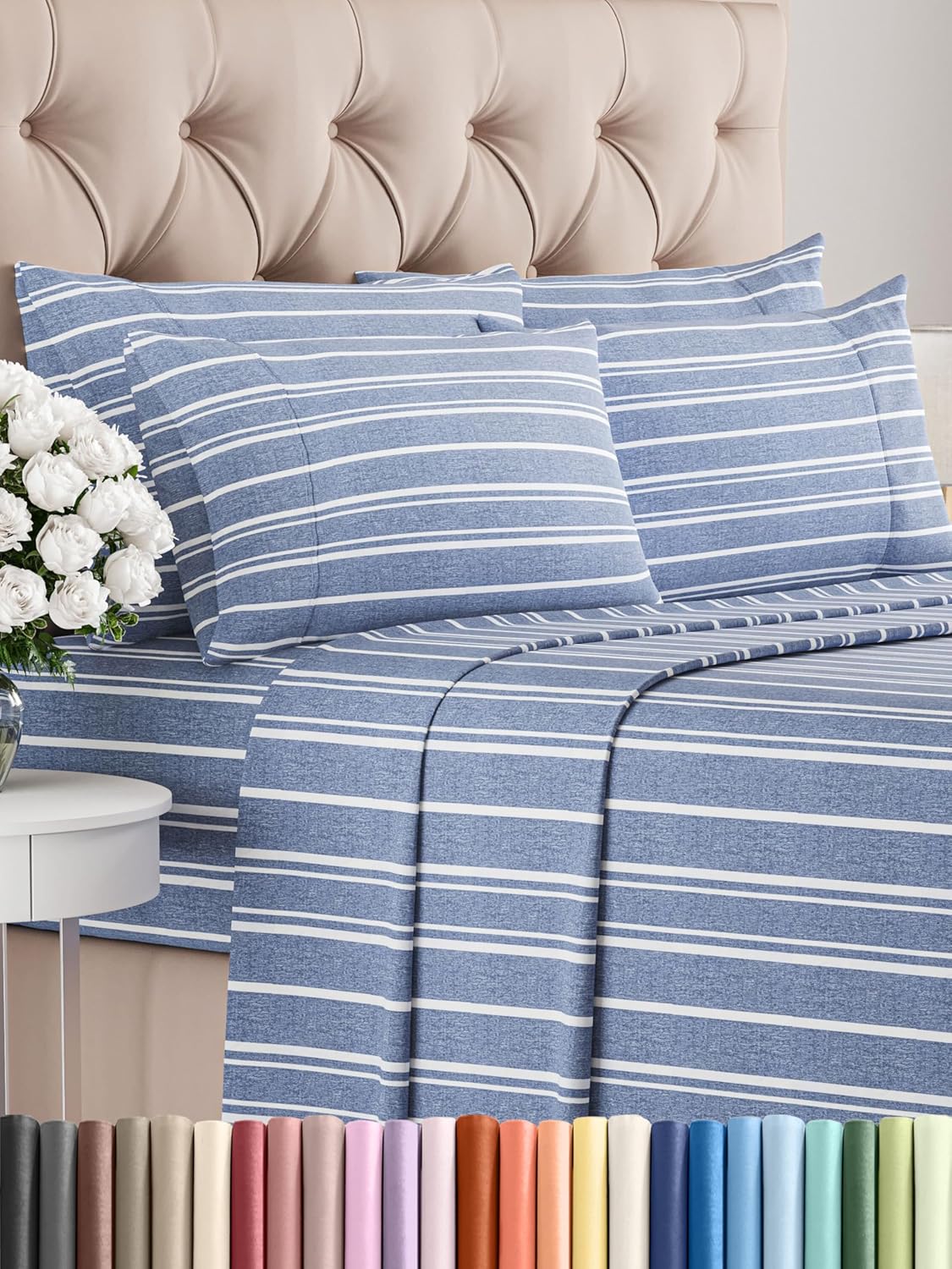 Queen 6 Piece Sheet Set - Cooling Sheets for Hot Sleepers - Hotel Luxury Bedding Set with 8-16 Inch Deep Pockets - 1 Flat & 1 Fitted & 4 Pillowcases - Ultra Soft, Easy Care and Wrinkle Free - White