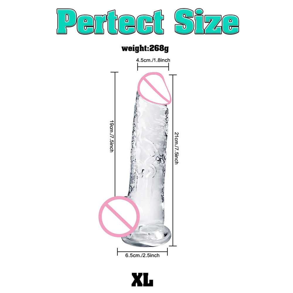 Soft Jelly Dildo Different Sizes Transparent Realistic Fake Dick Penis with Suction Cup G Spot Vagina Massage Sex Toy for Women