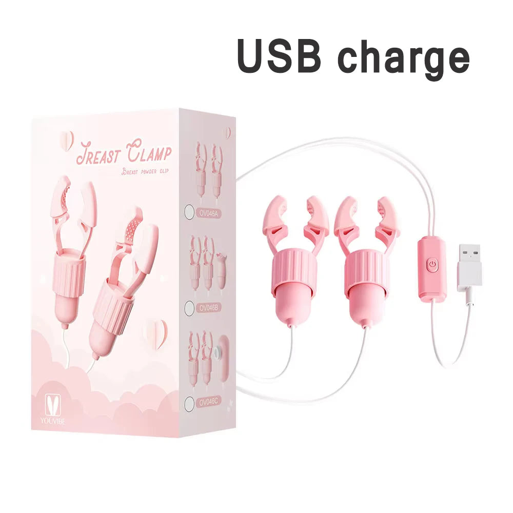 Vibrating Nipple Clamp Tongue Licking Sucking Vibrator For Women Breast Massage Labia Clitoris Clip Stimulation Massager Sex Toy