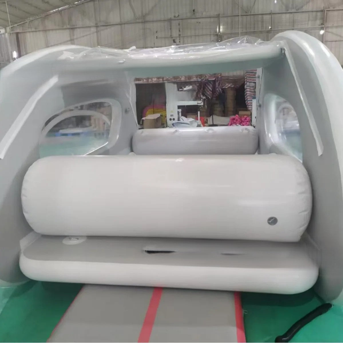Outdoor Camping Fishing Water Inflatable Yacht Houseboat Solar Perpetual Motion Floating Platform Gas Boat