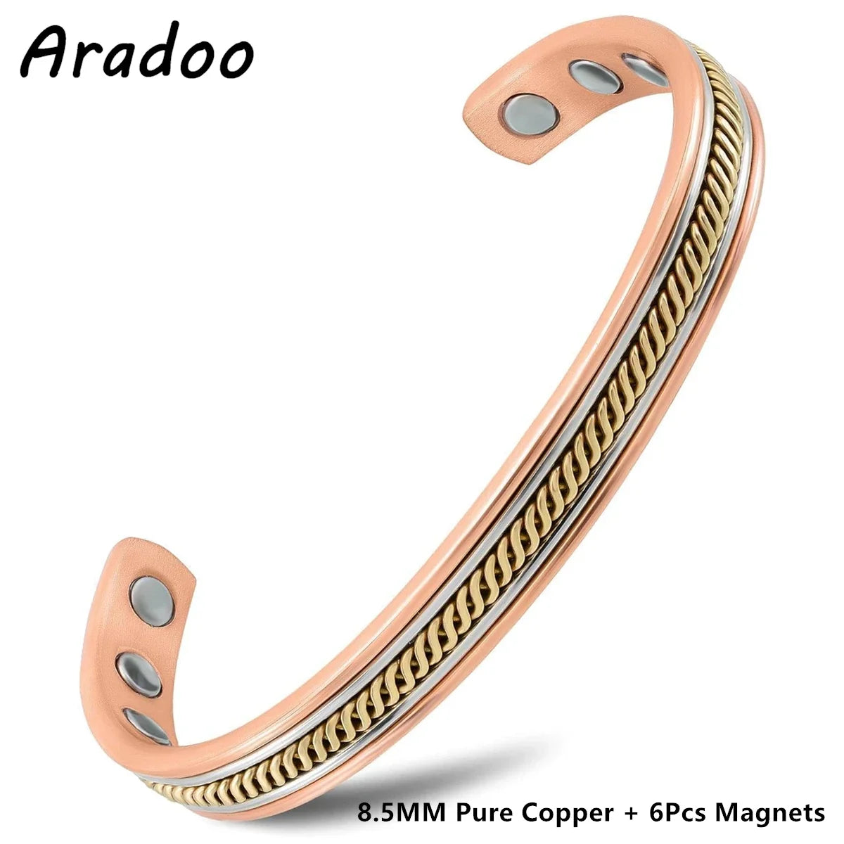 ARADOO Pure Copper Bracelets for Women 3500 Gauss Magnetic Therapy Braided Cuff