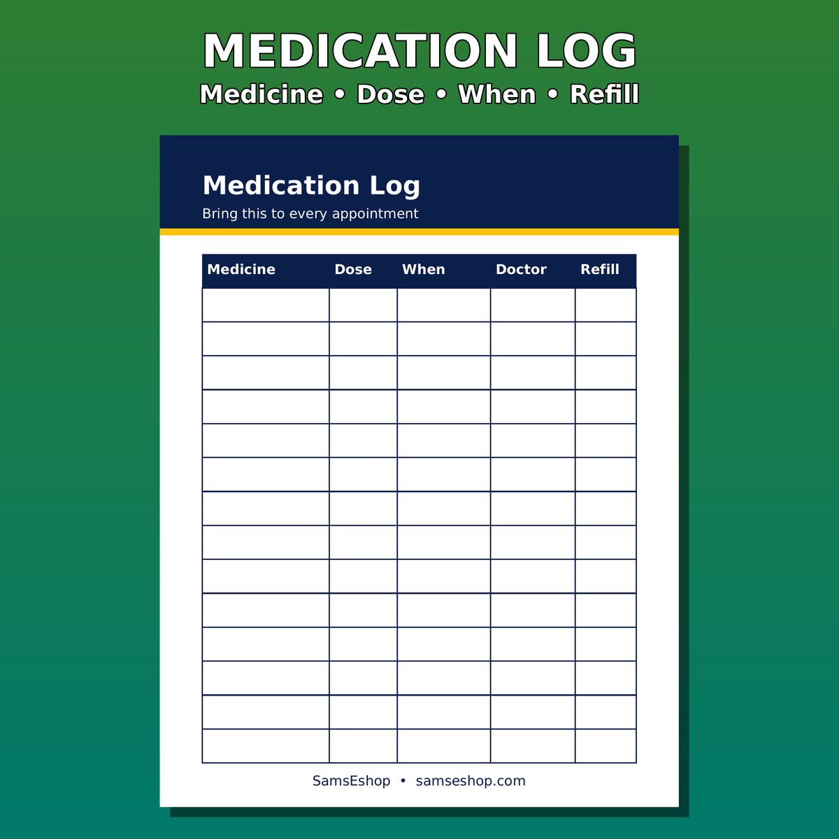 Medication log page