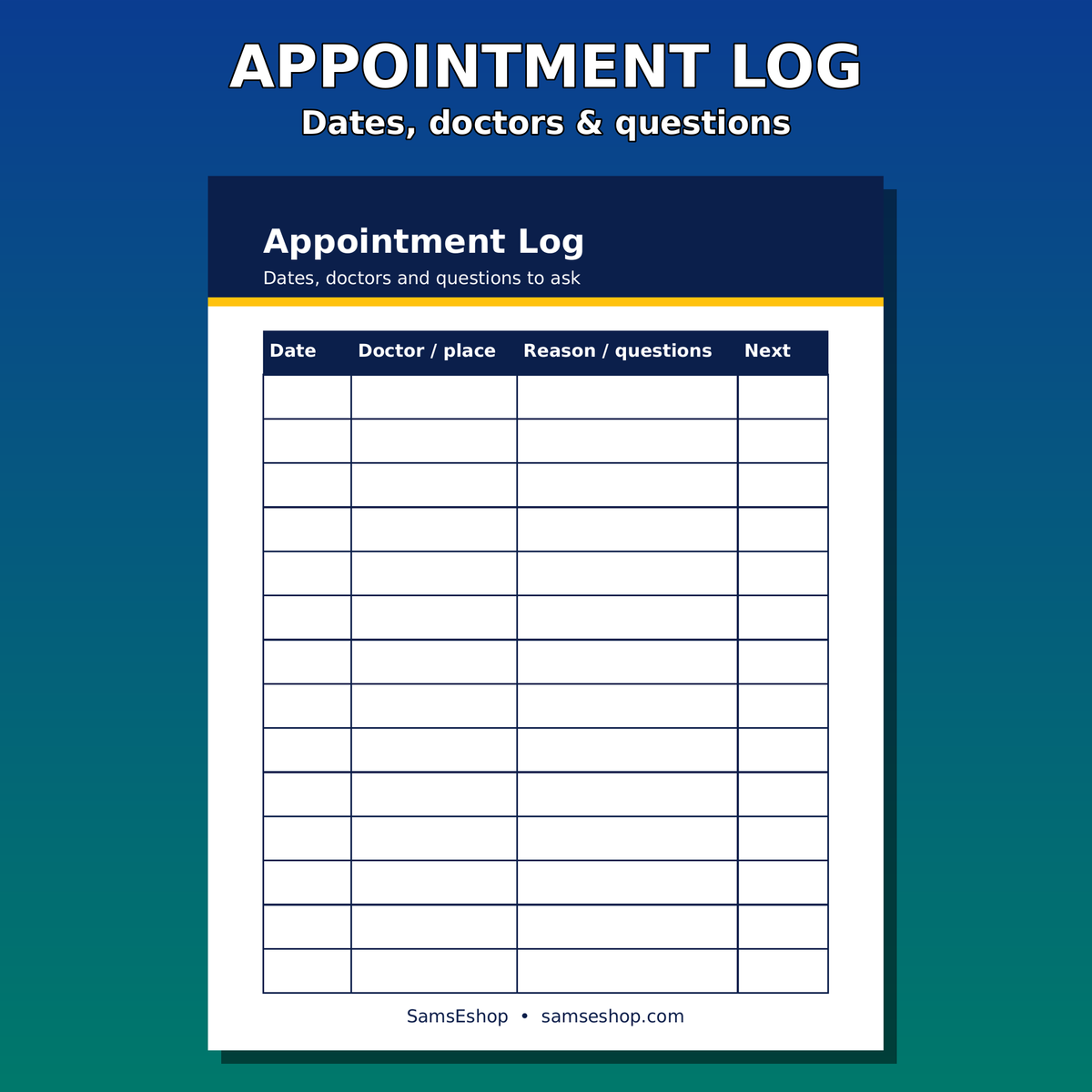Appointment log page