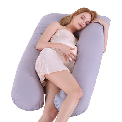 U-Shaped Pregnancy Pillow – Cooling Ice Silk & Cotton Maternity Body Pillow | 130x70cm | 4 Colors