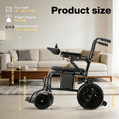 Adult Electric Wheelchair & Mobility Scooter - Lightweight Foldable Suitable for Seniors with 360° Joystick Control, Left/Right Hand Operation, All-Terrain Power Chair, Compact Device for / Use ( -)