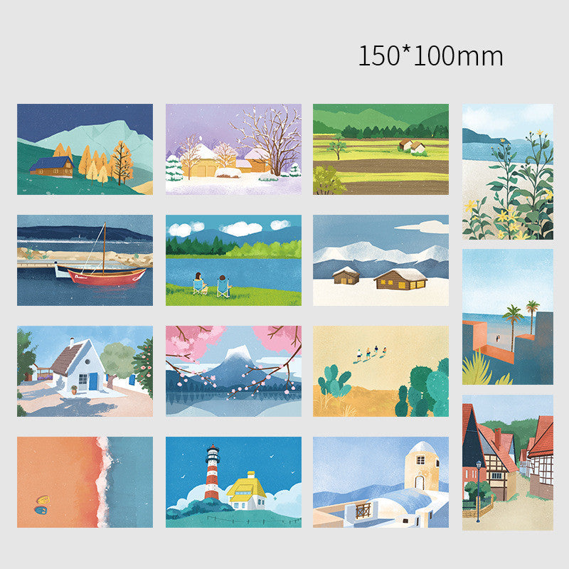 Aesthetic Travel Photo Postcard Wall Collage Set