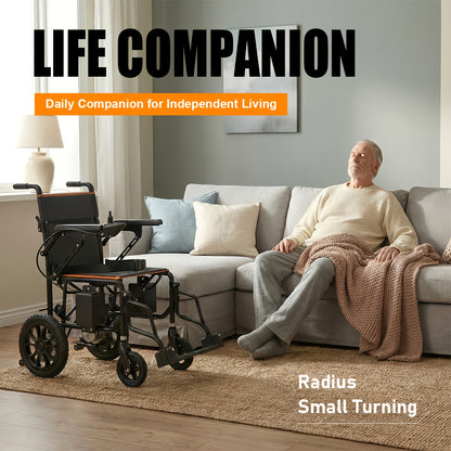 Adult Electric Wheelchair & Mobility Scooter - Lightweight Foldable Suitable for Seniors with 360° Joystick Control, Left/Right Hand Operation, All-Terrain Power Chair, Compact Device for / Use ( -)