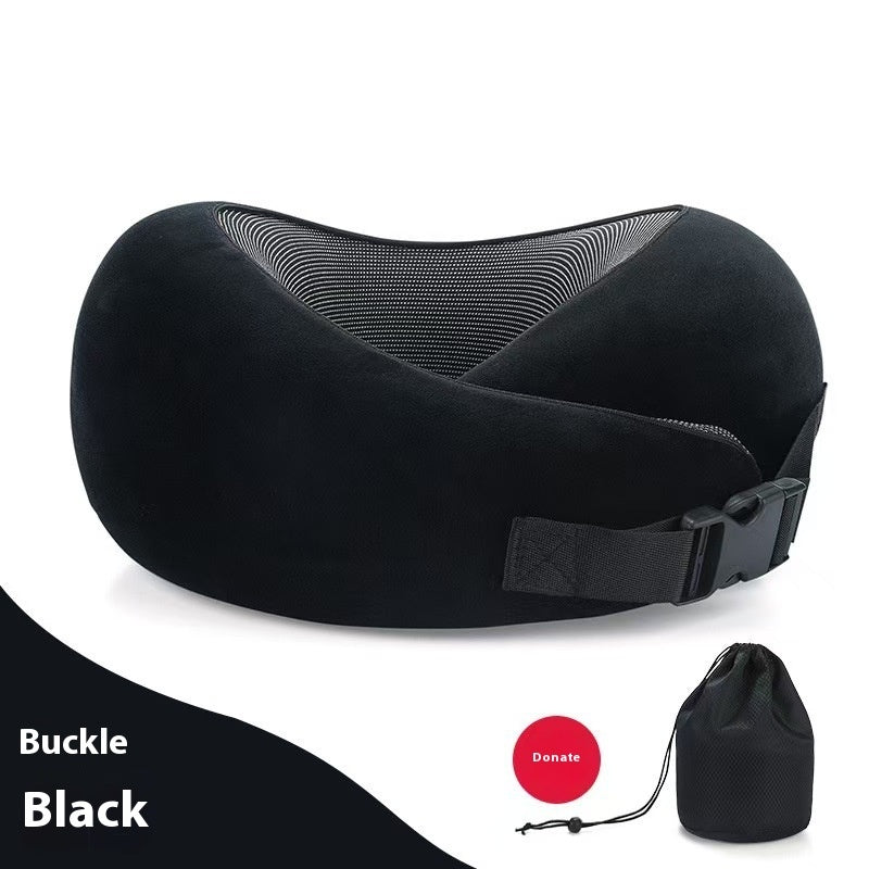 Memory Foam Travel Neck Pillow – 360° Support for Plane, Car & Office | Velcro & Buckle Styles