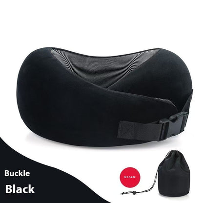 Memory Foam Travel Neck Pillow – 360° Support for Plane, Car & Office | Velcro & Buckle Styles