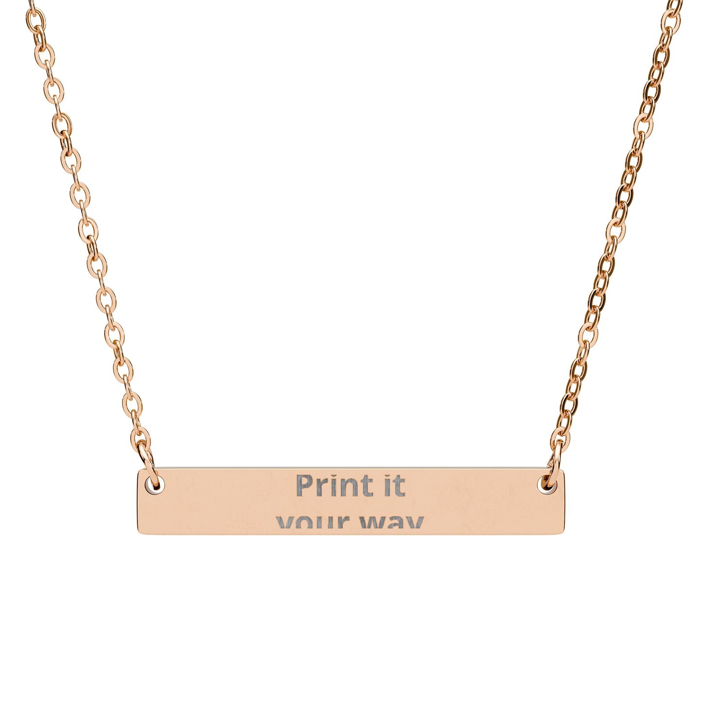 Engravable Horizontal Bar Necklace – Custom Name/Message Pendant