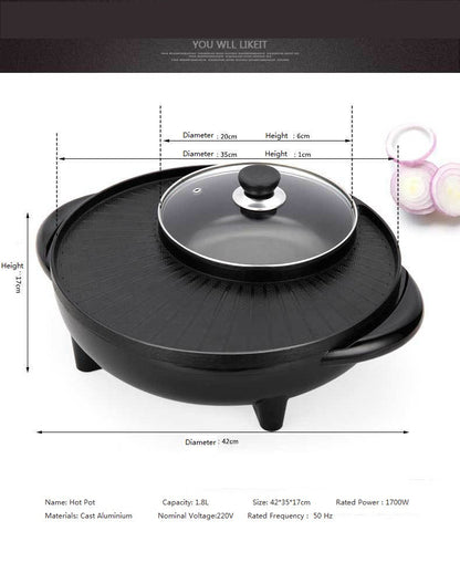 Indoor Non-Stick Electric BBQ Grill Cooking Pot