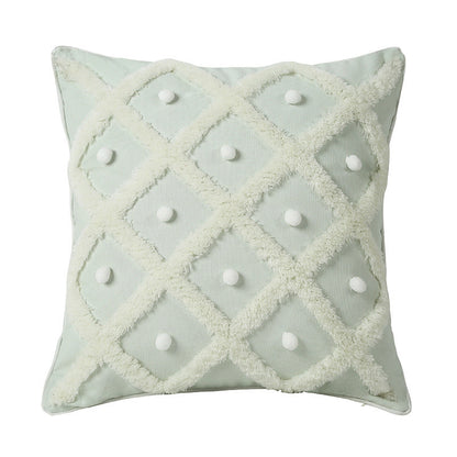 Boho Cotton & Hemp Cushion Cover – 45x45cm Decorative Pillow Case | Black, Blue & White