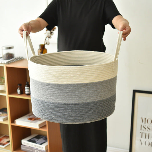 Large Cotton Rope Storage Basket for Laundry & Toys