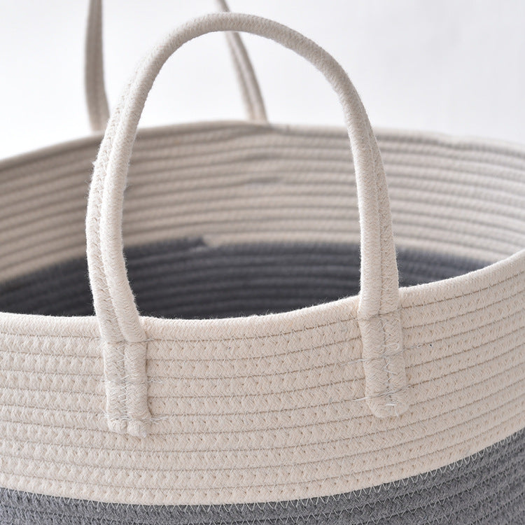 Large Cotton Rope Storage Basket for Laundry & Toys