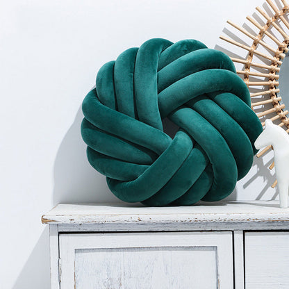 Knotted Ball Plush Seat Cushion – Decorative Crystal Velvet Pillow | 35x35cm | 10 Colors