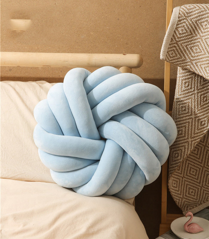 Knotted Ball Plush Seat Cushion – Decorative Crystal Velvet Pillow | 35x35cm | 10 Colors