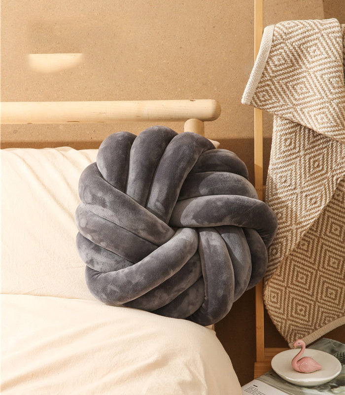 Knotted Ball Plush Seat Cushion – Decorative Crystal Velvet Pillow | 35x35cm | 10 Colors