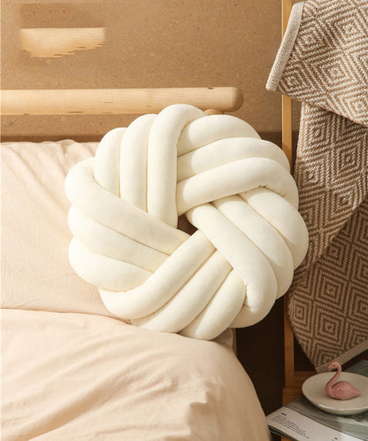 Knotted Ball Plush Seat Cushion – Decorative Crystal Velvet Pillow | 35x35cm | 10 Colors