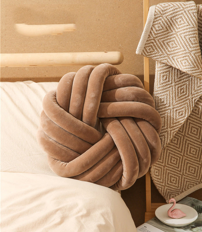 Knotted Ball Plush Seat Cushion – Decorative Crystal Velvet Pillow | 35x35cm | 10 Colors
