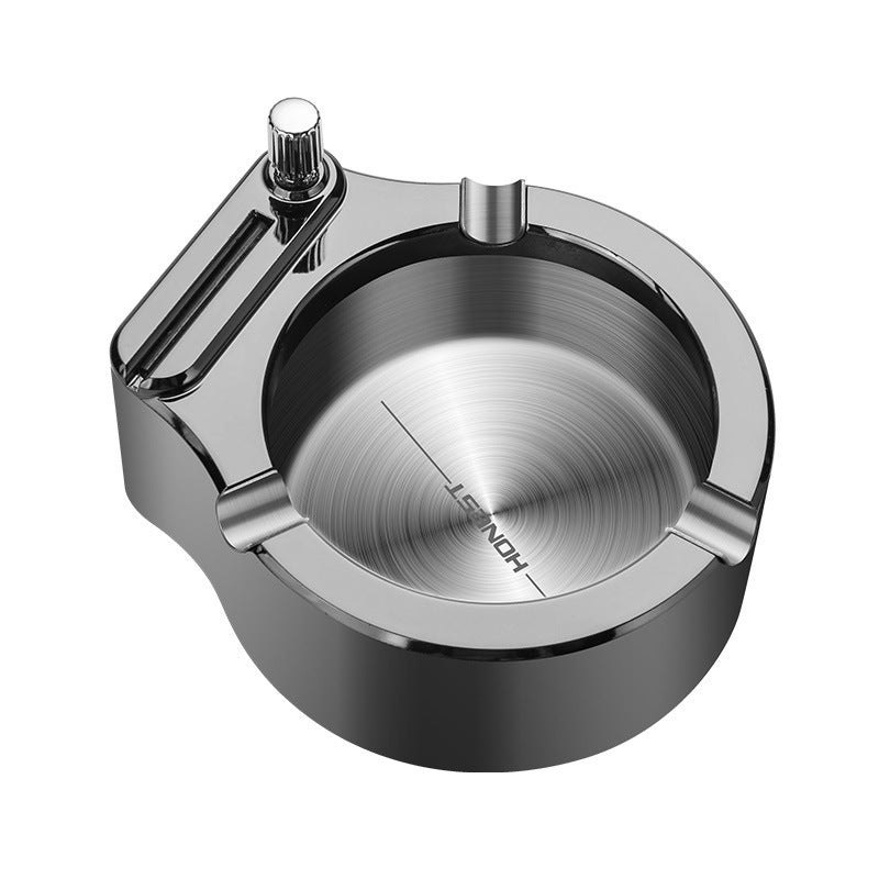 Fancy Metal Ashtray Set with Permanent Match Lighter