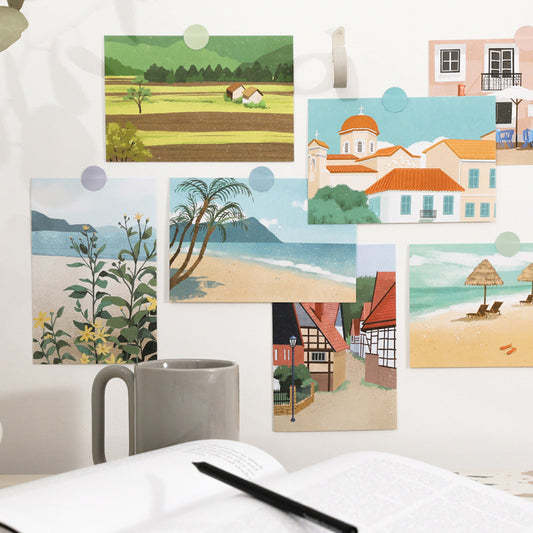 Aesthetic Travel Photo Postcard Wall Collage Set