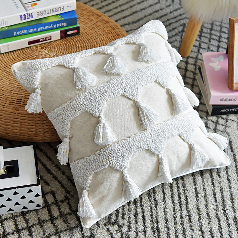 Geometric Abstract Cotton & Linen Cushion Cover – Boho Decorative Pillow Case | 45x45cm & 50x30cm