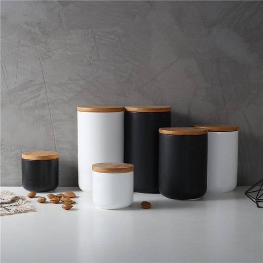 Modern Kitchen Canister with Air Tight Wood Lid