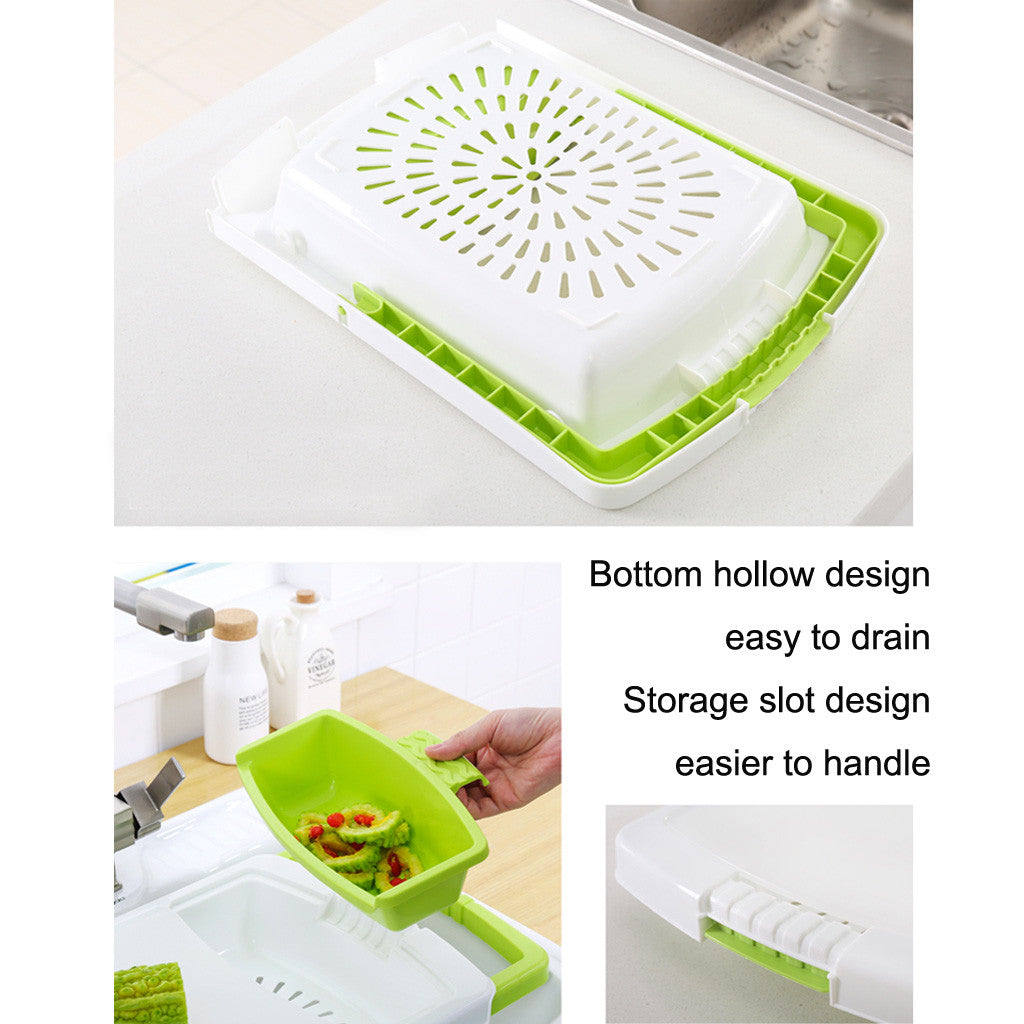 Multifunctional Plastic Chopping Board with Strainer