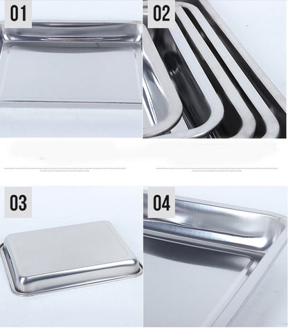 Thick Stainless Steel Rectangular Deep Storage Trays