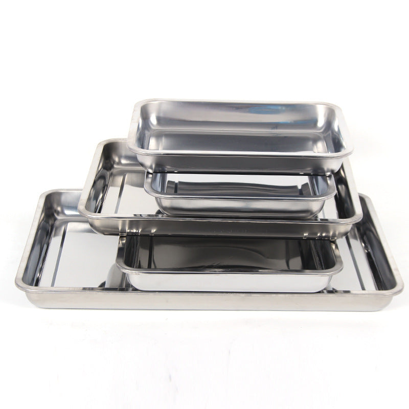 Thick Stainless Steel Rectangular Deep Storage Trays