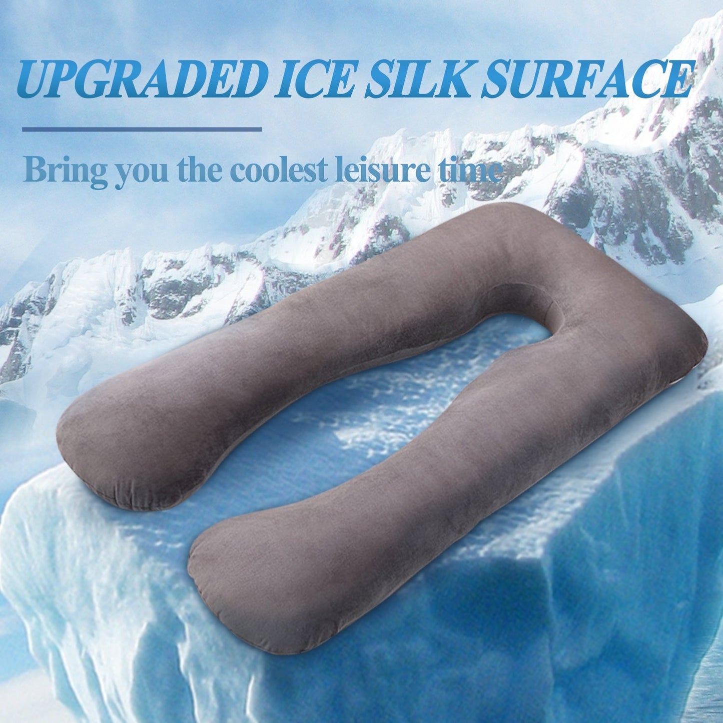 U-Shaped Pregnancy Pillow – Cooling Ice Silk & Cotton Maternity Body Pillow | 130x70cm | 4 Colors