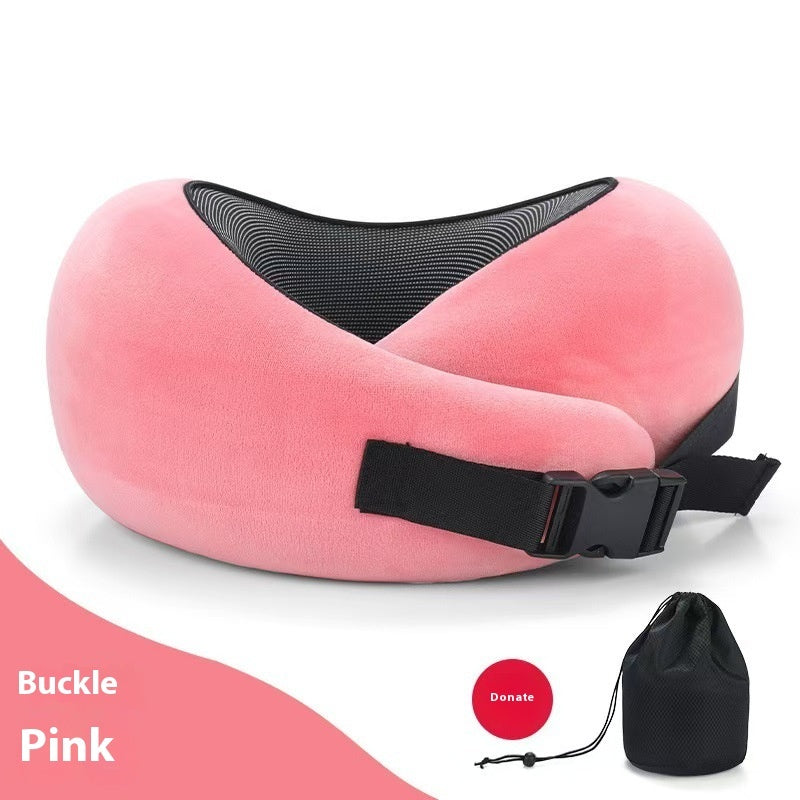 Memory Foam Travel Neck Pillow – 360° Support for Plane, Car & Office | Velcro & Buckle Styles