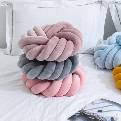 Knotted Ball Plush Seat Cushion – Decorative Crystal Velvet Pillow | 35x35cm | 10 Colors
