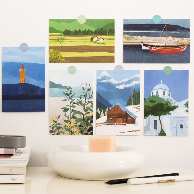 Aesthetic Travel Photo Postcard Wall Collage Set