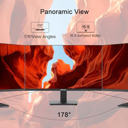 SANSUI 27 Inch Curved Gaming Monitor 180Hz 1ms with Speakers FHD 1080P Computer Monitor FreeSync|1500R|130% sRGB|HDR|Low Blue Light|HDMI DP Ports|VESA Mount|Metal Stand(ES-G27C1 HDMI Cable Incl.)
