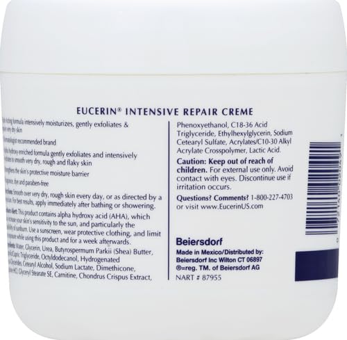 Eucerin Advanced Repair Body Cream, Urea Enriched, Unscented Body Cream for Dry Skin With Triple Moisturizing Complex, 8 OZ Tube