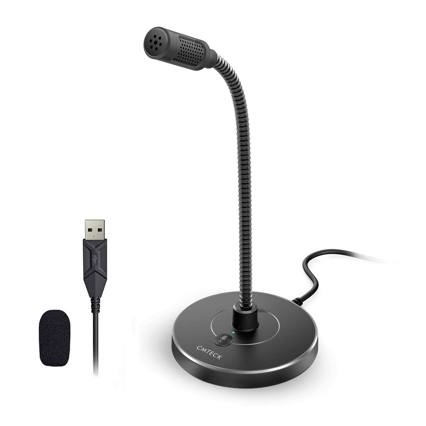CMTECK USB Computer Microphone, Microphone for pc with RGB Light, Mute Function, Noise-Cancelling Recording Desktop Mic for Laptop for Online Chatting, Home Studio, Podcasting, Gaming, Skype, YouTube