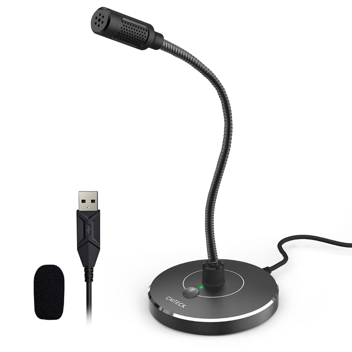 CMTECK USB Computer Microphone, Microphone for pc with RGB Light, Mute Function, Noise-Cancelling Recording Desktop Mic for Laptop for Online Chatting, Home Studio, Podcasting, Gaming, Skype, YouTube