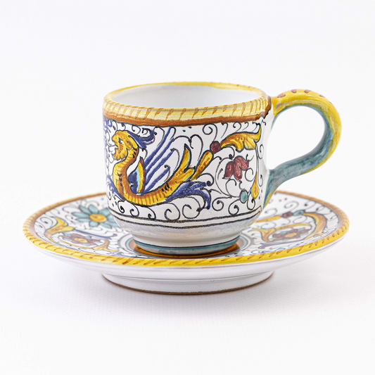 Fima Thatsarte.Com - Italian Ceramic Espresso Cup Saucer Raffaellesco Deruta -
