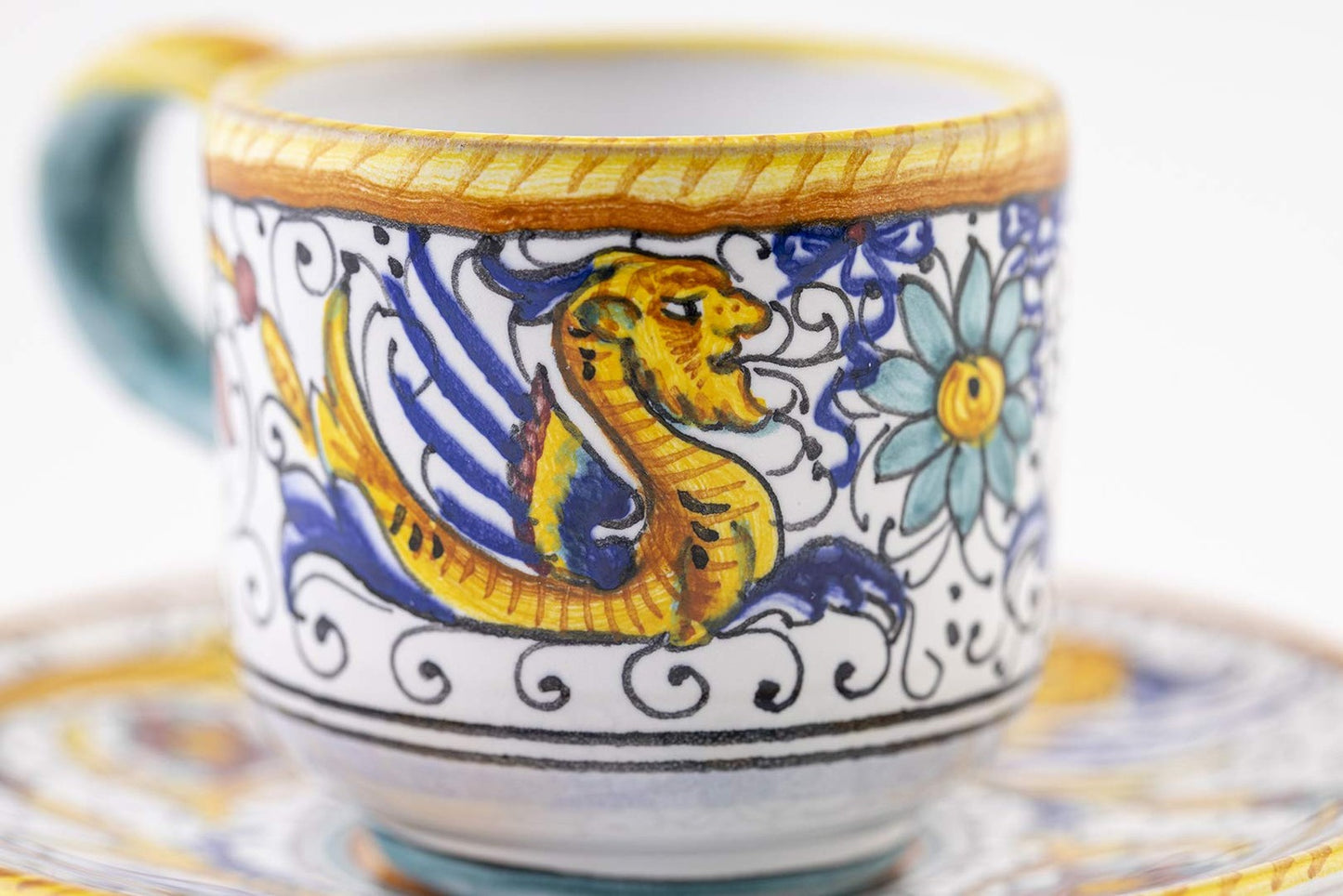 Fima Thatsarte.Com - Italian Ceramic Espresso Cup Saucer Raffaellesco Deruta -