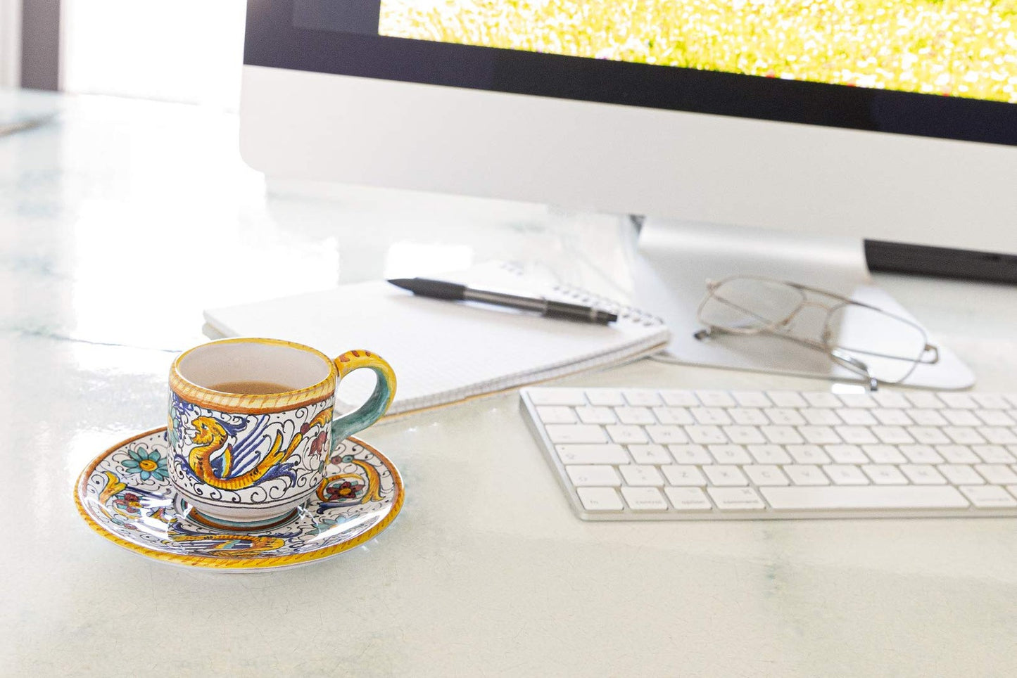 Fima Thatsarte.Com - Italian Ceramic Espresso Cup Saucer Raffaellesco Deruta -