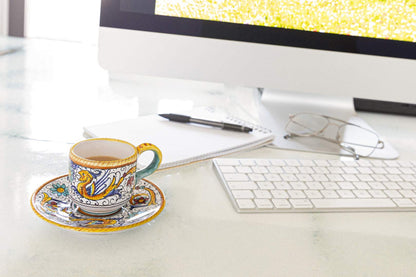 Fima Thatsarte.Com - Italian Ceramic Espresso Cup Saucer Raffaellesco Deruta -