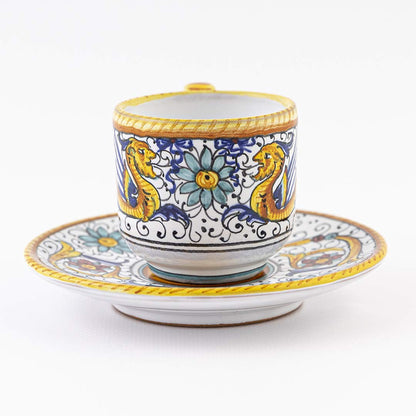Fima Thatsarte.Com - Italian Ceramic Espresso Cup Saucer Raffaellesco Deruta -