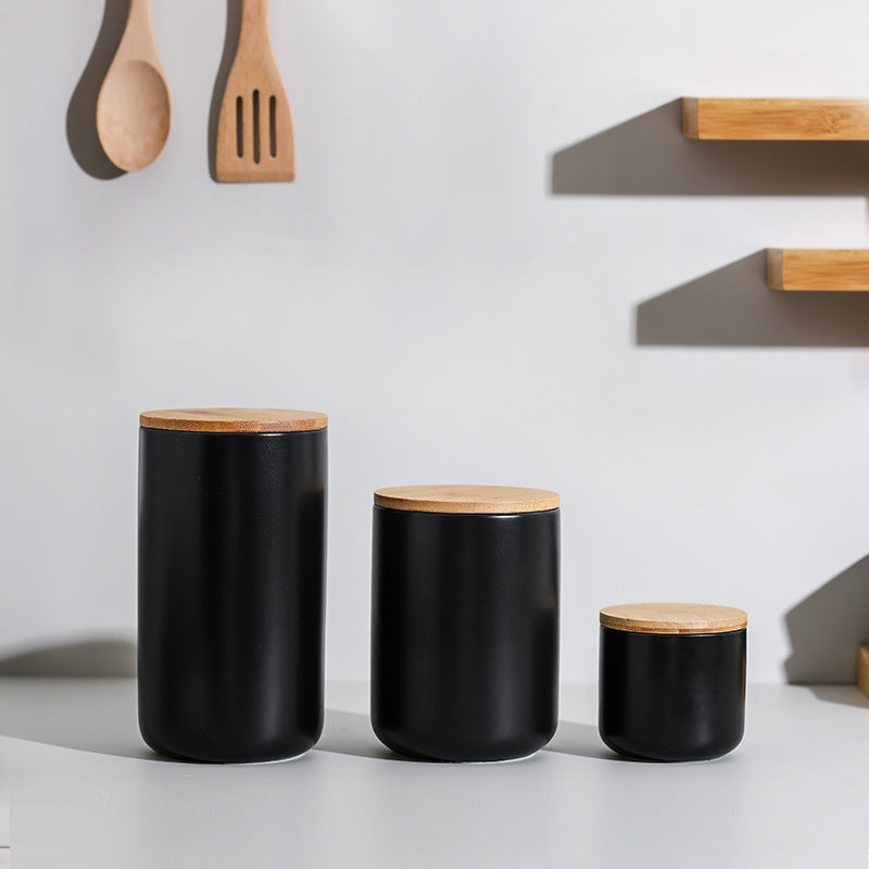 Modern Kitchen Canister with Air Tight Wood Lid