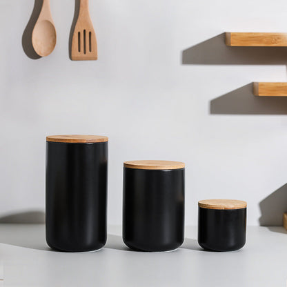 Modern Kitchen Canister with Air Tight Wood Lid