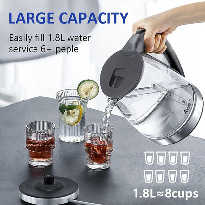 Modern Black Glass Hot Water Boiler with Wide Opening