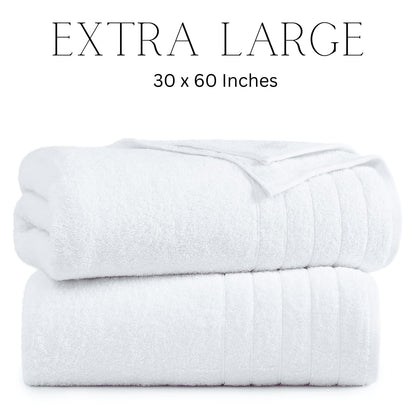 Casa Platino 100% Cotton 2 Pack Bath Towels (30"x60") - Ring Spun Cotton - Large Towels for Bathroom - Quick Drying, Highly Soft & Absorbent Shower Towel Set - Hotel & Spa Quality - White Towel Set
